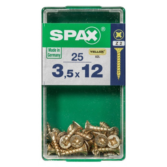 Lot De 25 Vis Acier Tête Fraisée Pozidriv Spax, Diam.3.5 Mm X L.12 Mm