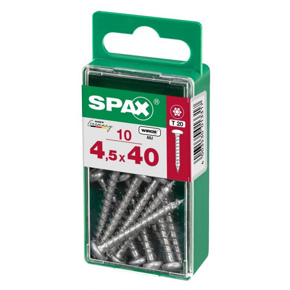 Lot De 10 Vis Acier Tête Ronde Pozidriv Spax, Diam.4.5 Mm X L.40 Mm