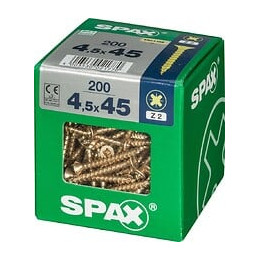 Lot De 200 Vis Acier Tête Fraisée Pozidriv Spax, Diam.4.5 Mm X L.45 Mm