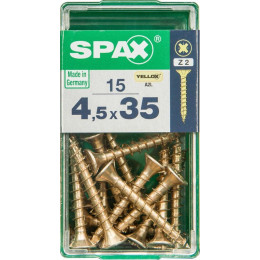 Lot De 15 Vis Acier Tête Fraisée Pozidriv Spax, Diam.4.5 Mm X L.35 Mm