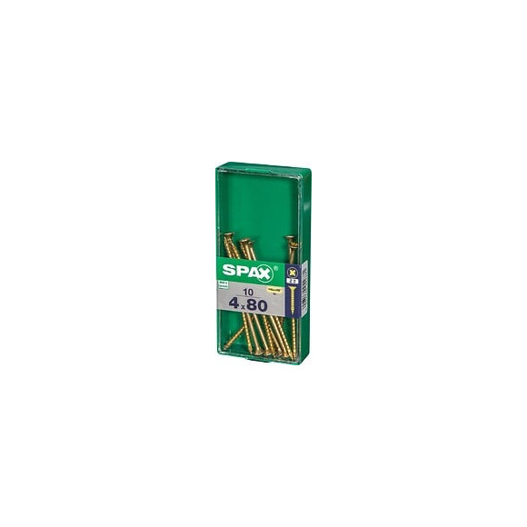 Lot De 10 Vis Acier Tête Fraisée Pozidriv Spax, Diam.4 Mm X L.80 Mm