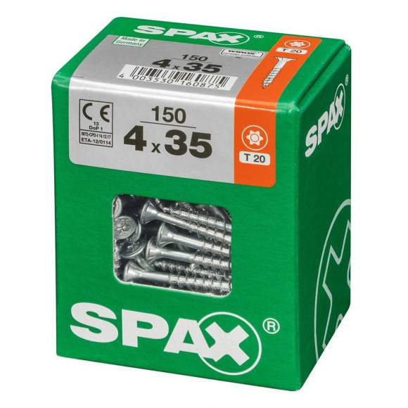 Lot De 150 Vis Acier Tête Fraisée Torx Spax, Diam.4 Mm X L.35 Mm