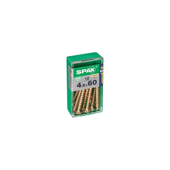 Lot De 10 Vis Acier Tête Fraisée Spax, Diam.4.5 Mm X L.60 Mm