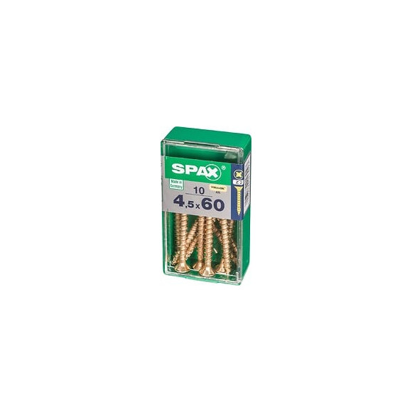 Lot De 10 Vis Acier Tête Fraisée Spax, Diam.4.5 Mm X L.60 Mm