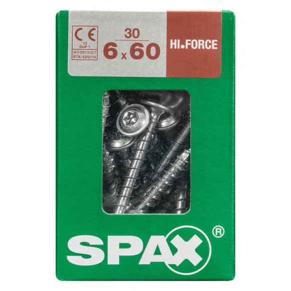 Lot De 30 Vis Acier Tête Fraisée Bombée Torx Spax, Diam.6 Mm X L.60 Mm