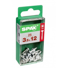 Lot De 25 Vis Acier Tête Ronde Torx Spax, Diam.3.5 Mm X L.12 Mm
