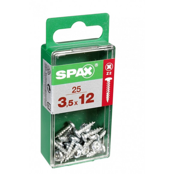 Lot De 25 Vis Acier Tête Ronde Torx Spax, Diam.3.5 Mm X L.12 Mm