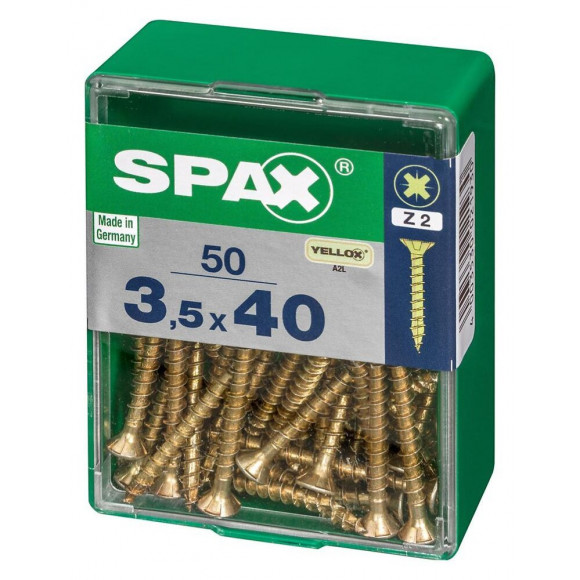 Lot De 50 Vis Acier Tête Fraisée Pozidriv Spax, Diam.3.5 Mm X L.40 Mm