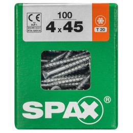 Lot De 100 Vis Acier Tête Fraisée Torx Spax, Diam.4 Mm X L.45 Mm