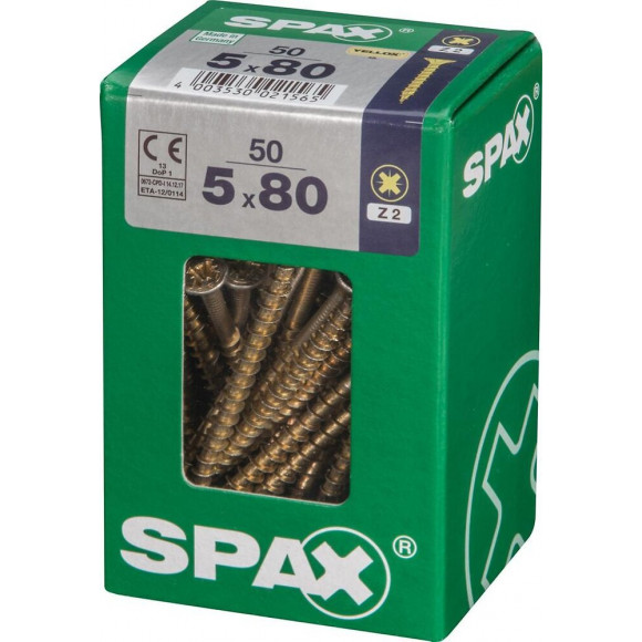 Lot De 50 Vis Acier Tête Fraisée Pozidriv Spax, Diam.5 Mm X L.80 Mm