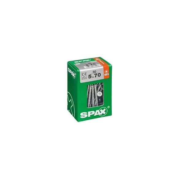 Lot De 50 Vis Acier Tête Fraisée Torx Spax, Diam.5 Mm X L.70 Mm