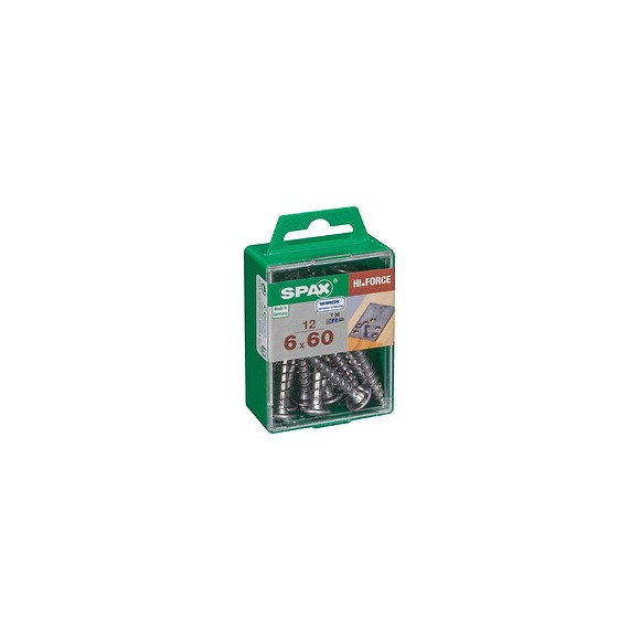 Lot De 12 Vis Acier Tête Fraisée Bombée Torx Spax, Diam.6 Mm X L.60 Mm