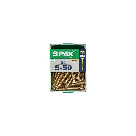 Lot De 25 Vis Acier Tête Fraisée Pozidriv Spax, Diam.5 Mm X L.50 Mm