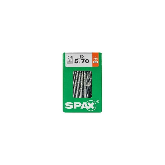 Lot De 50 Vis Acier Tête Fraisée Torx Spax, Diam.5 Mm X L.70 Mm
