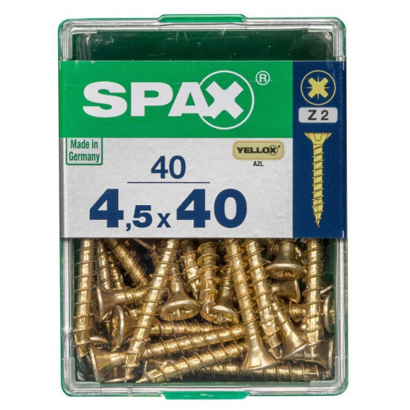 Lot De 40 Vis Acier Tête Fraisée Pozidriv Spax, Diam.4.5 Mm X L.40 Mm