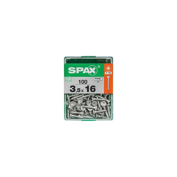 Lot De 100 Vis Acier Tête Autofraisée Plate Spax, Diam.3.5 Mm X L.16 Mm
