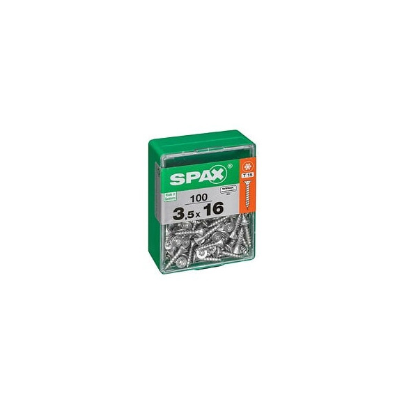 Lot De 100 Vis Acier Tête Autofraisée Plate Spax, Diam.3.5 Mm X L.16 Mm