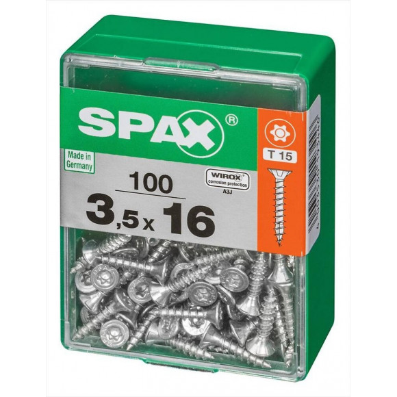 Lot De 100 Vis Acier Tête Autofraisée Plate Spax, Diam.3.5 Mm X L.16 Mm