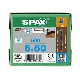 500 Vis Torx Autoforeuse 5x50 Spax-deck Inox A2 - Terrasse Bois Éxotique
