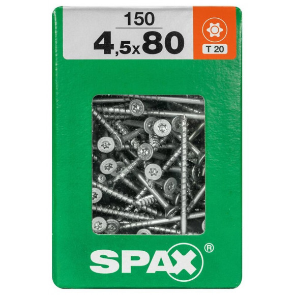 Lot De 150 Vis Acier Tête Fraisée Torx Spax, Diam.4.5 Mm X L.80 Mm