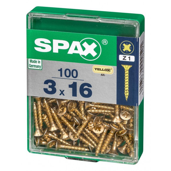 Lot De 100 Vis Acier Tête Fraisée Pozidriv Spax, Diam.3 Mm X L.16 Mm