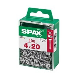 Lot De 100 Vis Acier Tête Ronde Torx Spax, Diam.4 Mm X L.20 Mm