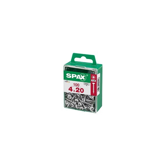 Lot De 100 Vis Acier Tête Ronde Torx Spax, Diam.4 Mm X L.20 Mm