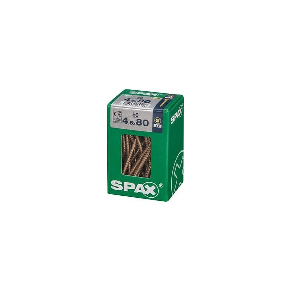 Lot De 50 Vis Acier Tête Fraisée Pozidriv Spax, Diam.4.5 Mm X L.80 Mm
