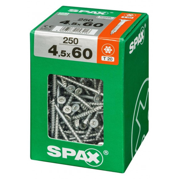 Lot De 250 Vis Acier Tête Fraisée Torx Spax, Diam.4.5 Mm X L.60 Mm