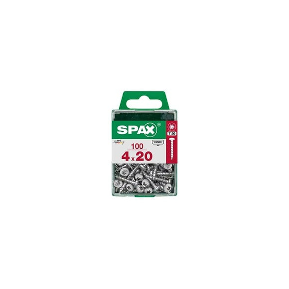 Lot De 100 Vis Acier Tête Ronde Torx Spax, Diam.4 Mm X L.20 Mm