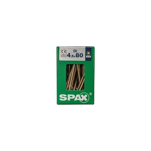 Lot De 50 Vis Acier Tête Fraisée Pozidriv Spax, Diam.4.5 Mm X L.80 Mm