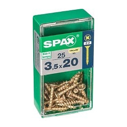 Lot De 25 Vis Acier Tête Fraisée Pozidriv Spax, Diam.3.5 Mm X L.20 Mm