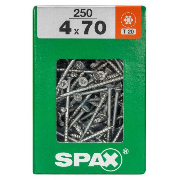 Lot De 250 Vis Acier Tête Fraisée Torx Spax, Diam.4 Mm X L.70 Mm