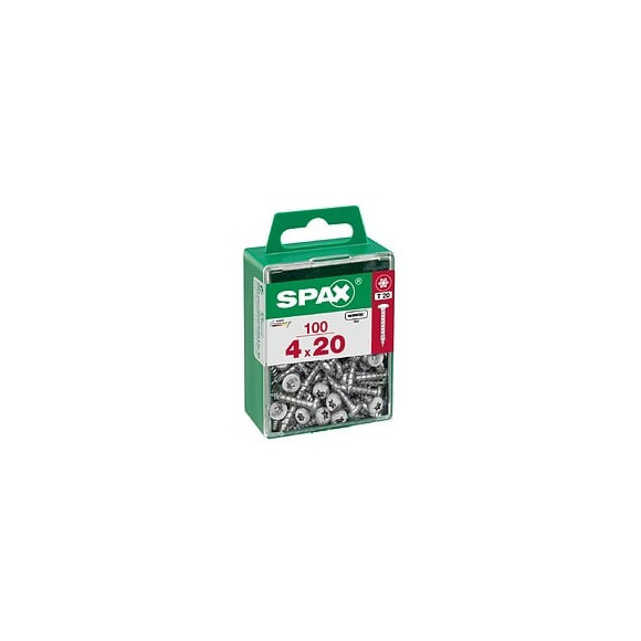 Lot De 100 Vis Acier Tête Ronde Torx Spax, Diam.4 Mm X L.20 Mm
