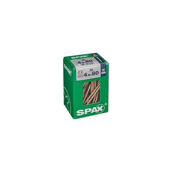 Lot De 50 Vis Acier Tête Fraisée Pozidriv Spax, Diam.4.5 Mm X L.80 Mm