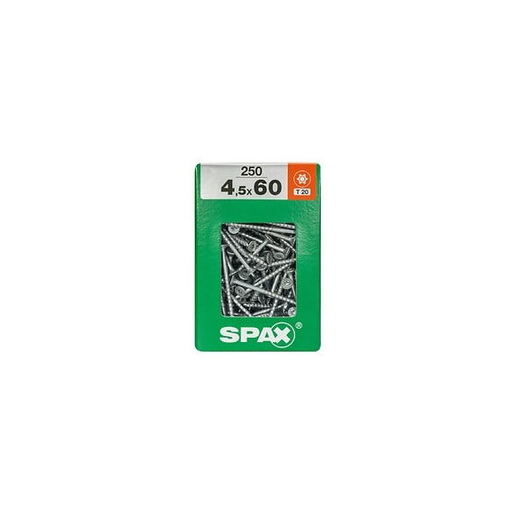 Lot De 250 Vis Acier Tête Fraisée Torx Spax, Diam.4.5 Mm X L.60 Mm