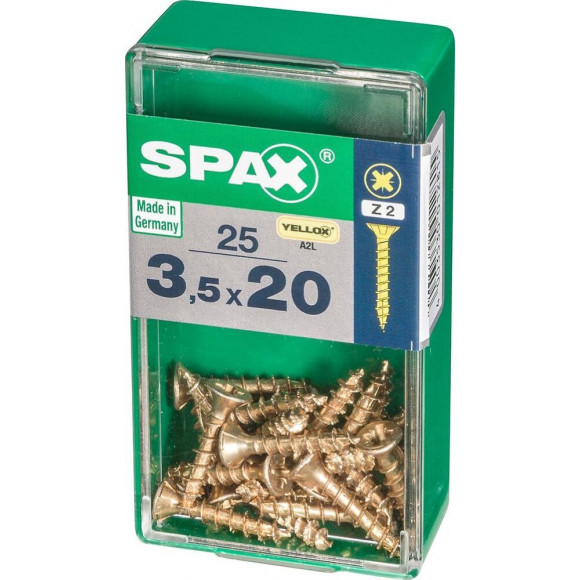 Lot De 25 Vis Acier Tête Fraisée Pozidriv Spax, Diam.3.5 Mm X L.20 Mm