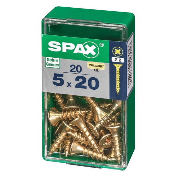 Lot De 20 Vis Acier Tête Fraisée Pozidriv Spax, Diam.5 Mm X L.20 Mm