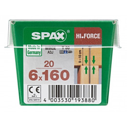 Lot De 20 Vis Acier Tête Fraisée Bombée Torx Spax, Diam.6 Mm X L.160 Mm