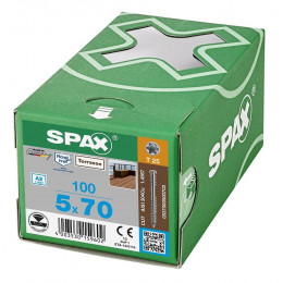 100 Vis Torx Autoforeuse 5x70 Spax-deck Inox A2 - Terrasse Bois Éxotique