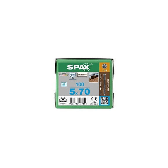 100 Vis Torx Autoforeuse 5x70 Spax-deck Inox A2 - Terrasse Bois Éxotique