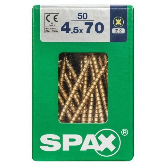 Lot De 50 Vis Acier Tête Fraisée Pozidriv Spax, Diam.4.5 Mm X L.70 Mm