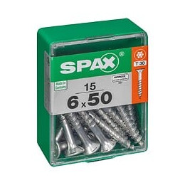 Lot De 15 Vis Acier Tête Autofraisée Plate Spax, Diam.6 Mm X L.50 Mm