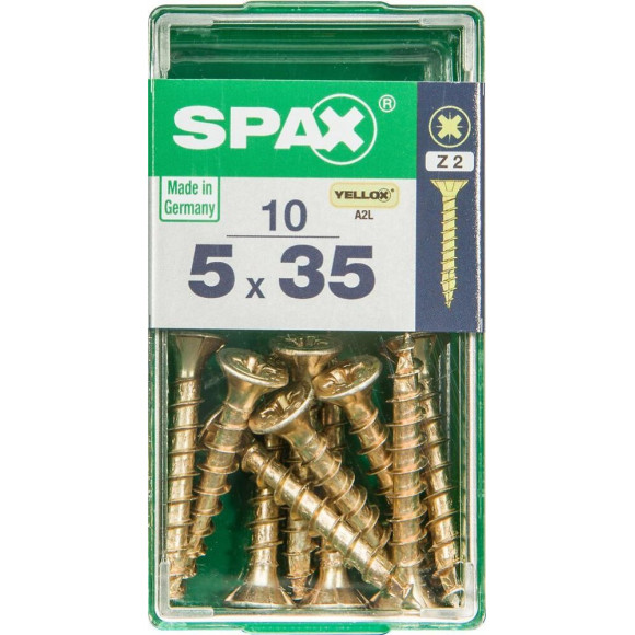 Lot De 10 Vis Acier Tête Fraisée Pozidriv Spax, Diam.5 Mm X L.35 Mm