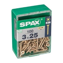 Lot De 100 Vis Acier Tête Fraisée Pozidriv Spax, Diam.3 Mm X L.25 Mm