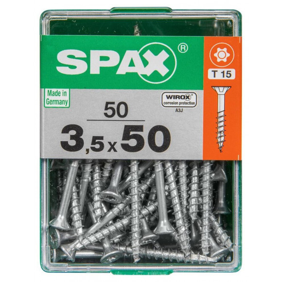 Lot De 50 Vis Acier Tête Autofraisée Plate Spax, Diam.3.5 Mm X L.50 Mm