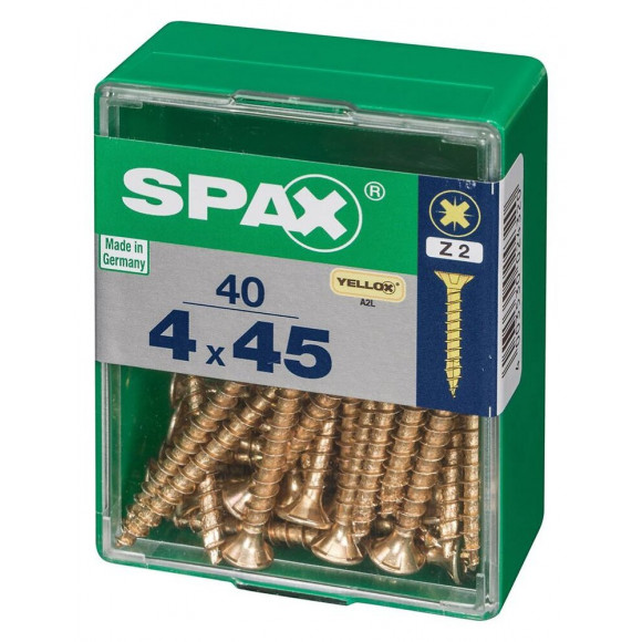 Lot De 40 Vis Acier Tête Fraisée Pozidriv Spax, Diam.4 Mm X L.45 Mm