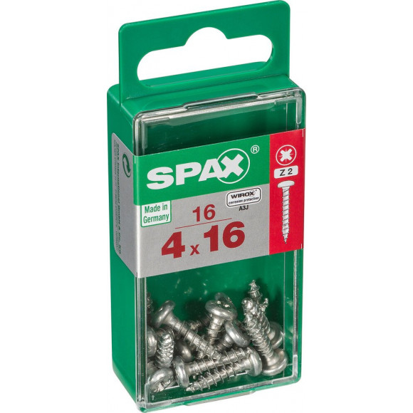 Lot De 16 Vis Acier Tête Cylindrique Bombée Spax, Diam.4 Mm X L.16 Mm