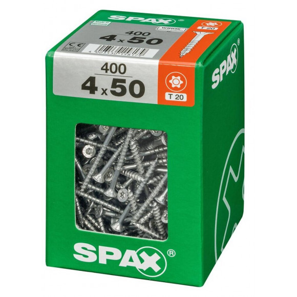 Lot De 400 Vis Acier Tête Fraisée Torx Spax, Diam.4 Mm X L.50 Mm