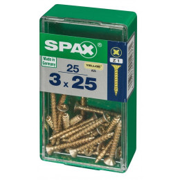 Lot De 25 Vis Acier Tête Fraisée Pozidriv Spax, Diam.3 Mm X L.25 Mm